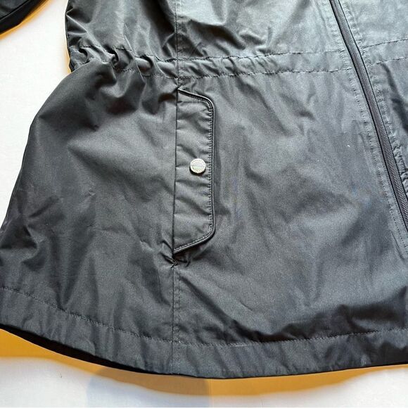 Gallery Women's Hooded Rain/Wind Jacket Navy Blue Zip Up Size 1X - Picture 10 of 10